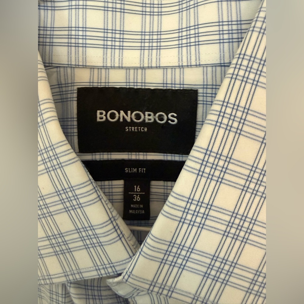 Bonobos Men's Slim Fit Blue Dress Shirt 16 x 36 - Picture 2 of 3